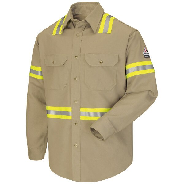 Bulwark ComforTouch Enhanced-Vis Uniform Shirt in Khaki